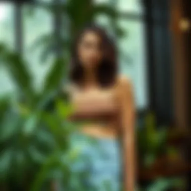 Sustainable crop tops showcased in an eco-friendly setting