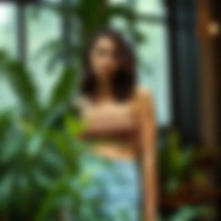 Sustainable crop tops showcased in an eco-friendly setting