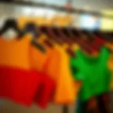 Vibrant collection of stylish crop tops displayed on hangers