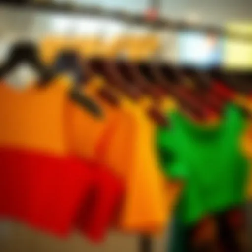 Vibrant collection of stylish crop tops displayed on hangers