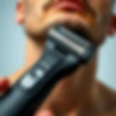Precision Design and Technology Close-up of a neckline shaver demonstrating its advanced technology and precision design.