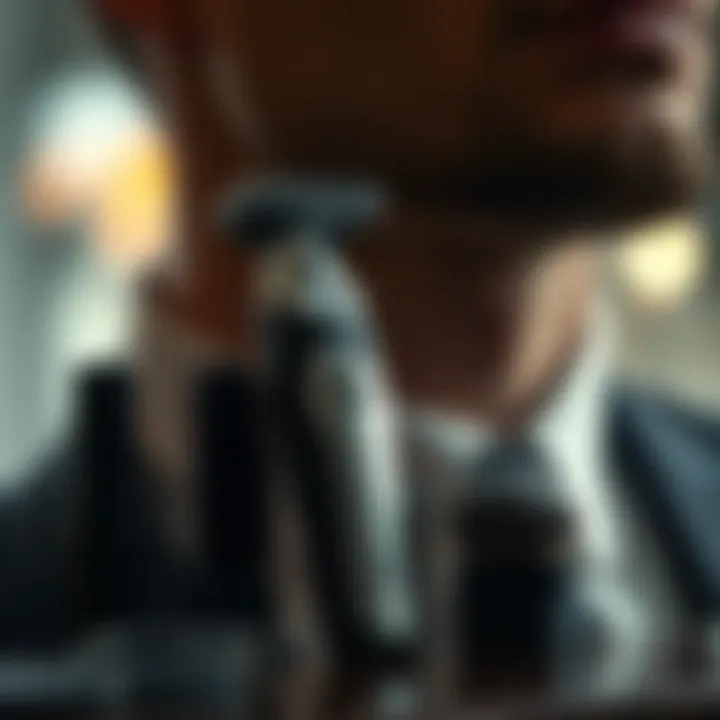 Sophisticated Grooming Routine A luxurious grooming kit featuring a neckline shaver, showcasing its role in a sophisticated routine.