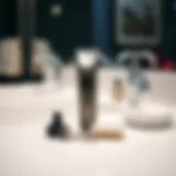 A sleek neckline shaver on a pristine bathroom counter, capturing modern grooming aesthetics.