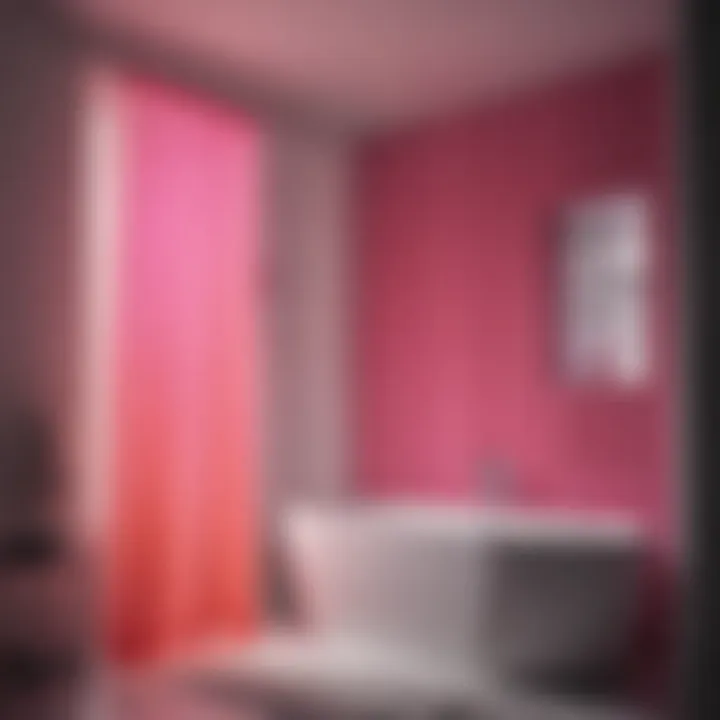 Neon shower curtain enhancing bathroom lighting