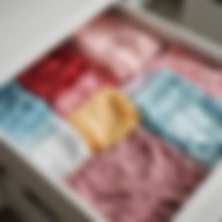 Close-up of a beautifully organized lingerie drawer with color coordination