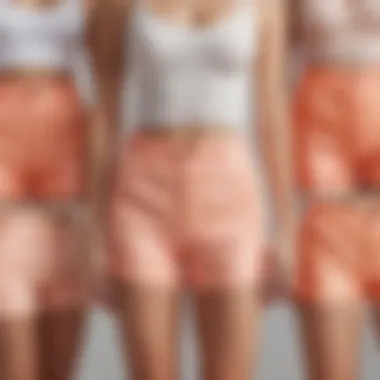 Collage of various peach lift shorts styles