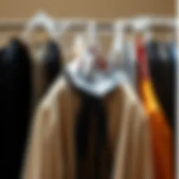 Elegant arrangement of garments under a plastic cover showcasing preservation