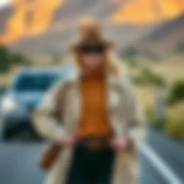 Comfort Meets Style: Road Trip Layers Stylish road trip outfit featuring comfortable layers.