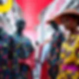 A vibrant display of Rosewave clothing showcasing unique patterns and colors