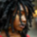 Close-up view of intricately styled Senegalese twist braided wig.