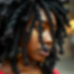 Close-up view of intricately styled Senegalese twist braided wig.