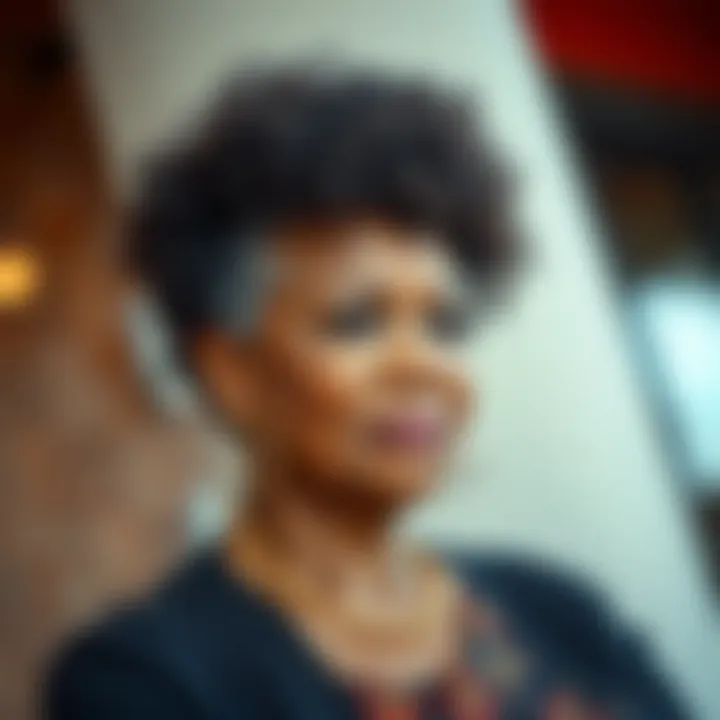 Senior woman confidently wearing a short afro wig