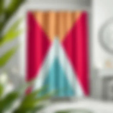 Contemporary geometric shower curtain with bold colors