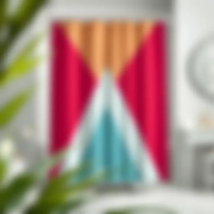 Contemporary geometric shower curtain with bold colors