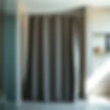 Minimalist shower curtain design in gray tones