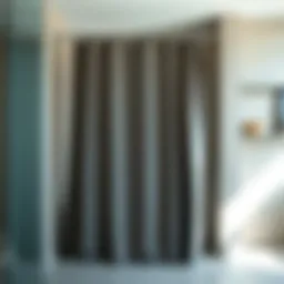Minimalist shower curtain design in gray tones