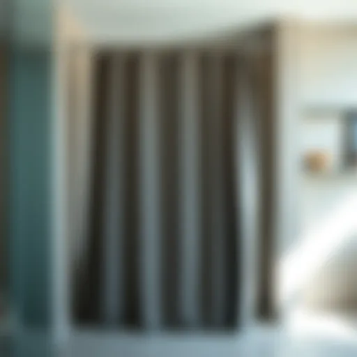 Minimalist shower curtain design in gray tones