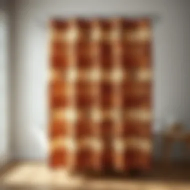 Rustic shower curtain featuring natural wood patterns