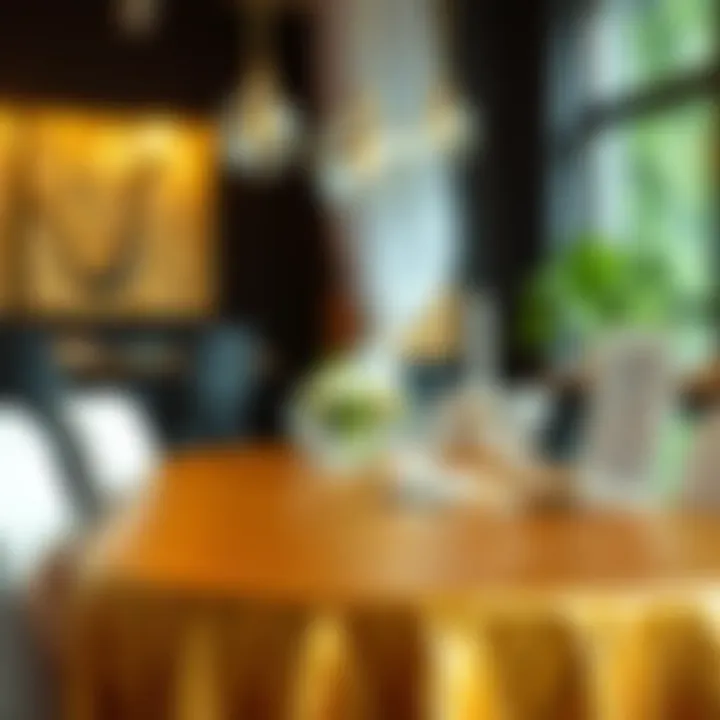 Sustainable Gold Foil Tablecloth Options Sustainable gold foil tablecloth options displayed in a modern setting