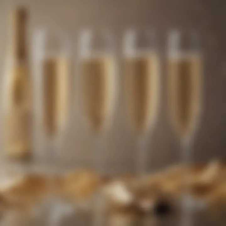 Elegant champagne flutes glimmering in the light