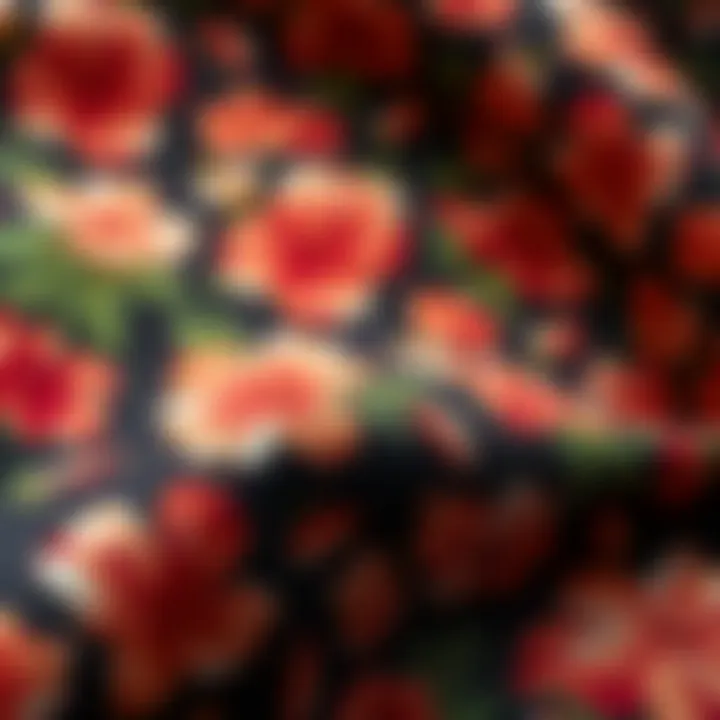 Intricate Floral Patterns on Fabric Close-up of intricate floral patterns on luxurious fabric