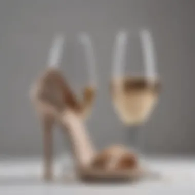 A stylish arrangement of high-heeled shoes and champagne