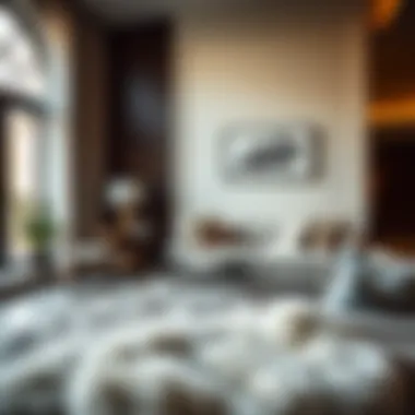 Contemporary Interior with Rabbit Fur Stylishly arranged living room featuring a rabbit fur blanket