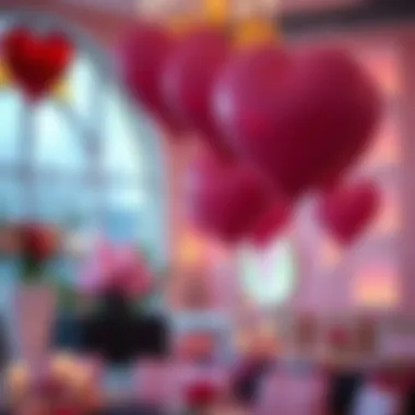 Luxurious event setup featuring latex heart balloons