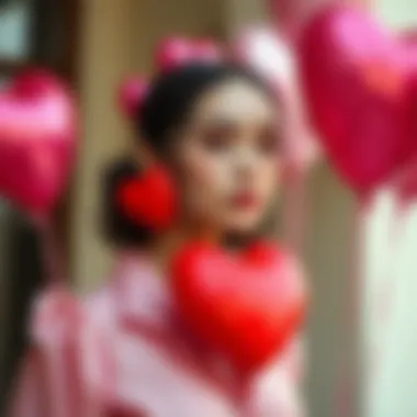 Innovative fashion piece incorporating latex heart balloons