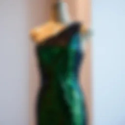 Elegant sequin one shoulder mini dress displayed on a mannequin