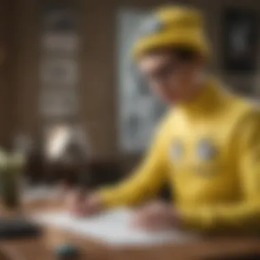 Fashion designer sketching a SpongeBob inspired outfit