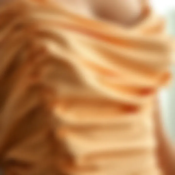 Close-up of fabric texture highlighting ruched details
