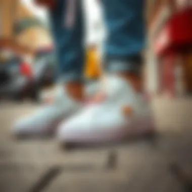 Street Style: White Sneakers Embellished with Hearts Fashionable street style showcasing white sneakers with hearts