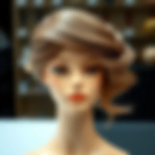 Close-up view of a beautifully styled hair mannequin head showcasing intricate hair designs.