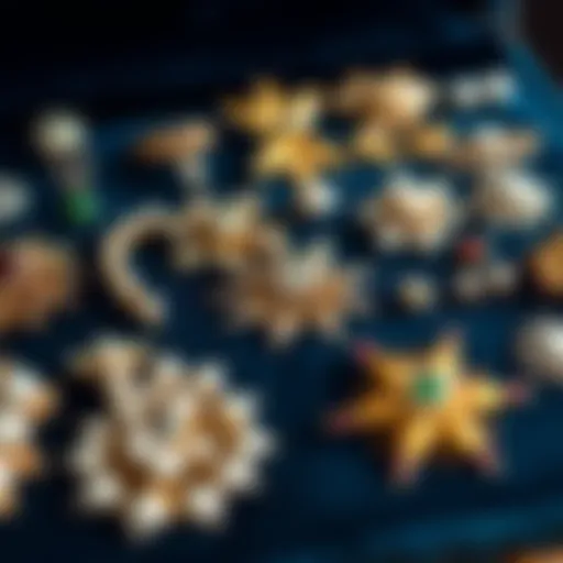 Elegant vintage brooches displayed on a velvet backdrop