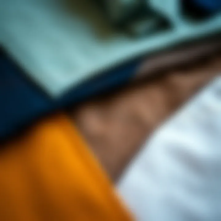 Close-up of fabric swatches for vests in varying textures and colors