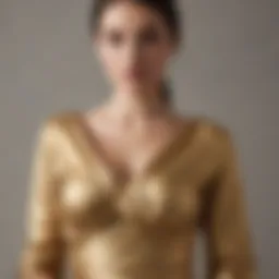 Elegant gold shrug draped over a chic outfit