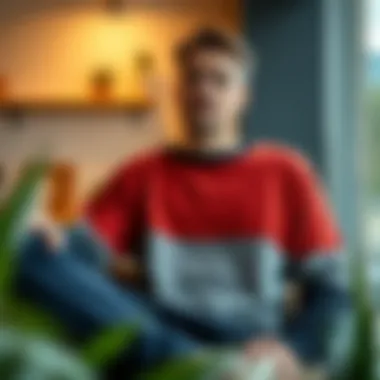 Casual Styling with a Color Block Sweater A casual setting highlighting a color block sweater styled for a relaxed look.