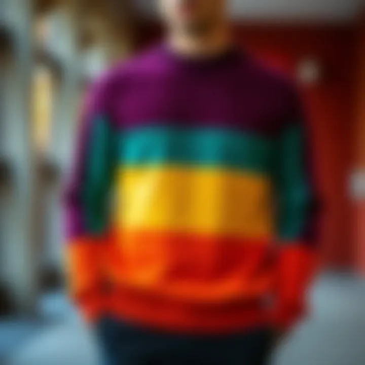 Vibrant Design of a Color Block Sweater A vibrant color block sweater showcasing a blend of bold hues.
