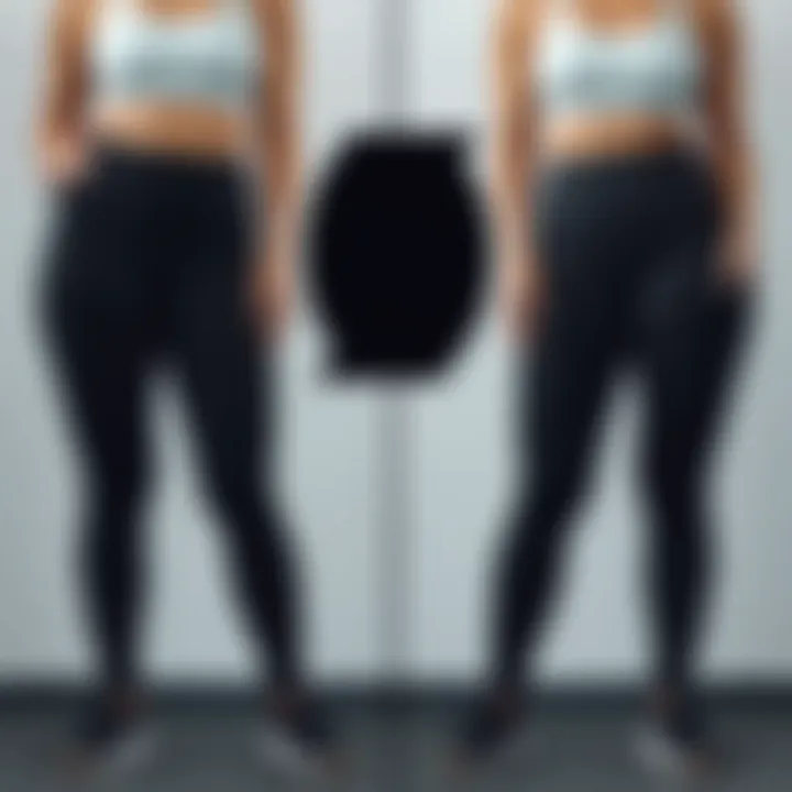 A side-by-side comparison of traditional workout pants versus shapewear workout pants, emphasizing design differences and body contouring effects.