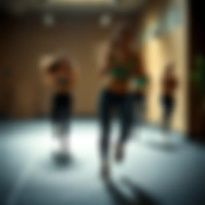 A dynamic workout scene featuring individuals wearing shapewear workout pants, illustrating enhanced movement and performance.