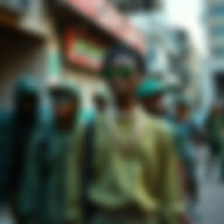 A group of individuals expressing cultural identity through green fashion