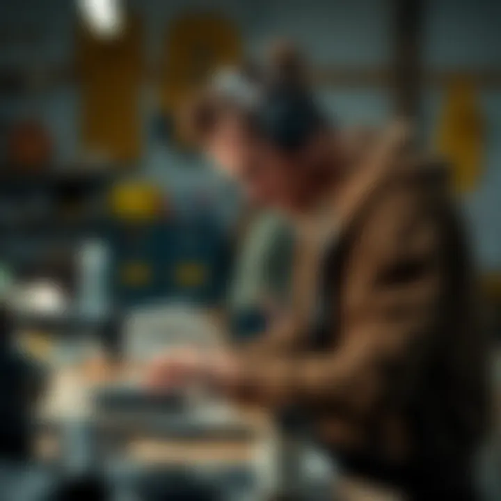 A designer working on sustainable street wear in a workshop