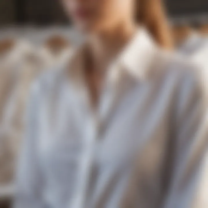 Different fabrics used for feminine white blouses