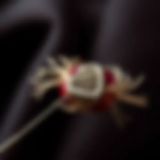 A beautifully crafted floss needle with intricate designs