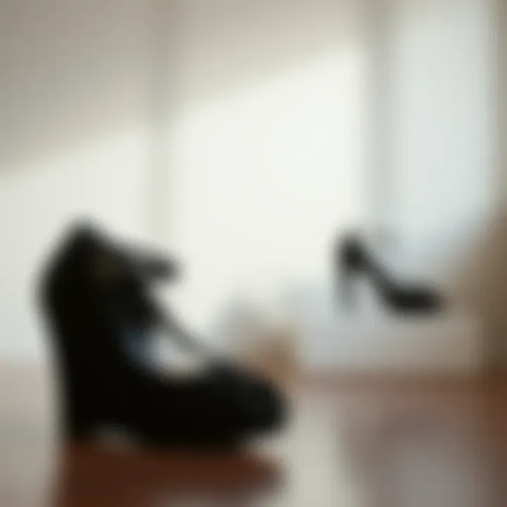 Elegant Black Formal Wedge Shoes Elegant black formal wedge shoes displayed on a stylish background