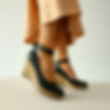 Outfit Pairing with Black Formal Wedge Shoes A fashionable outfit perfectly paired with black formal wedge shoes