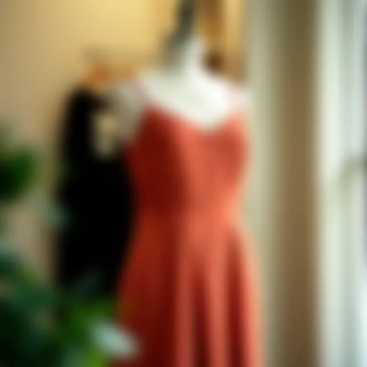 Elegant open bust slip dress displayed on a mannequin