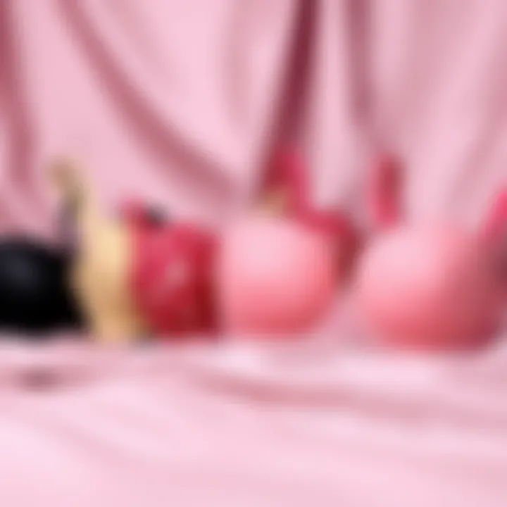 Diverse Materials for Enhanced Comfort and Fit Variety of materials used in pink strapless push up bras displayed on a soft fabric backdrop
