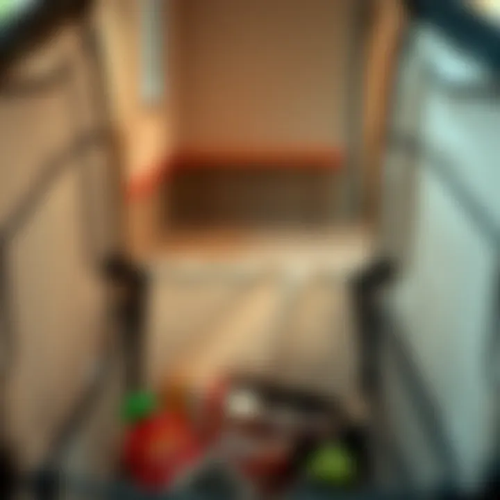 Interior view showcasing spacious compartments of a wheeled grocery bag